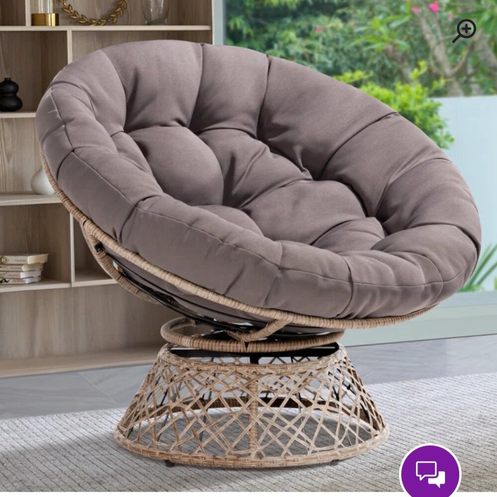 Papasan chair, brown with grey coushion